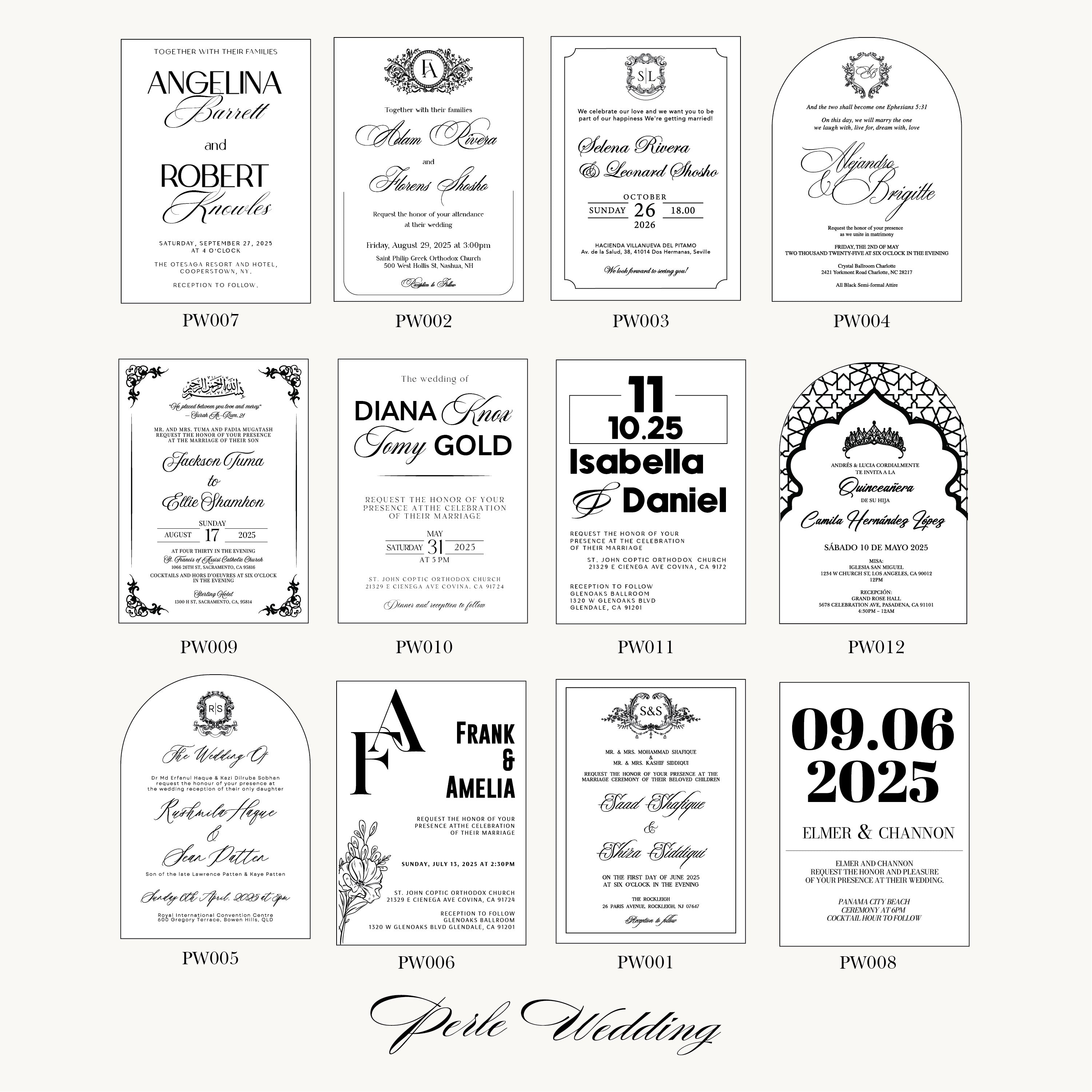 GOLD ACRYLIC WEDDING INVITATIONS WITH IVORY ENVELOPE